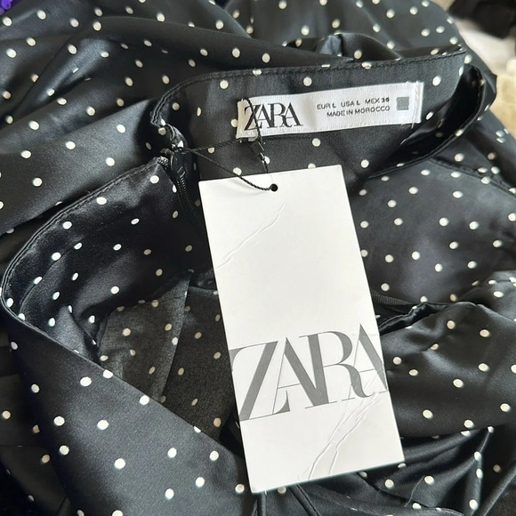 NWT Zara dotted Satin effect corset dress Size Large - Picture 9 of 9